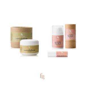 Verzorgingsset voetenbalsem, gezichtsmasker en lippenbalsem