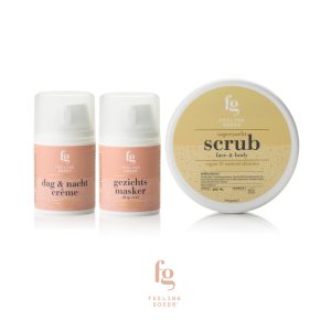 Verzorgingsset dag & nachtcrème, gezichtsmasker sleepover, scrub face & body