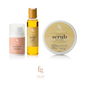Verzorgingsset recovercrème, body oil en scrub face & body