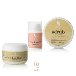 Verzorgingsset dag & nachtcrème, body & handbalsem en scrub face & body