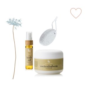 Cadeaupakket voetenbalsem, body oil en puimsteen